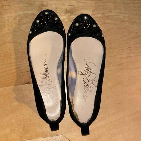 Libby Edelman Flat Black Velvet Ballet Flat Loafer size 6.5 - Picture 3 of 8